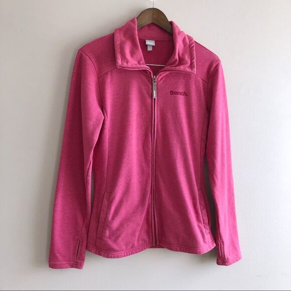 Bench Comfy Soft Long Sleeve Athleisure Zip Up Sweater Jacket Top Pink - Picture 1 of 14
